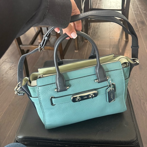 Coach Blue and Green Leather Satchel - Picture 2 of 3